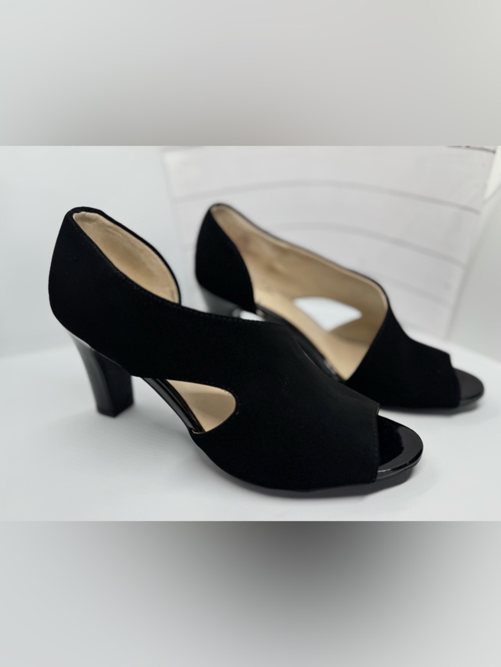 Lifestride Black Peep-Toe Dress Heels EUC